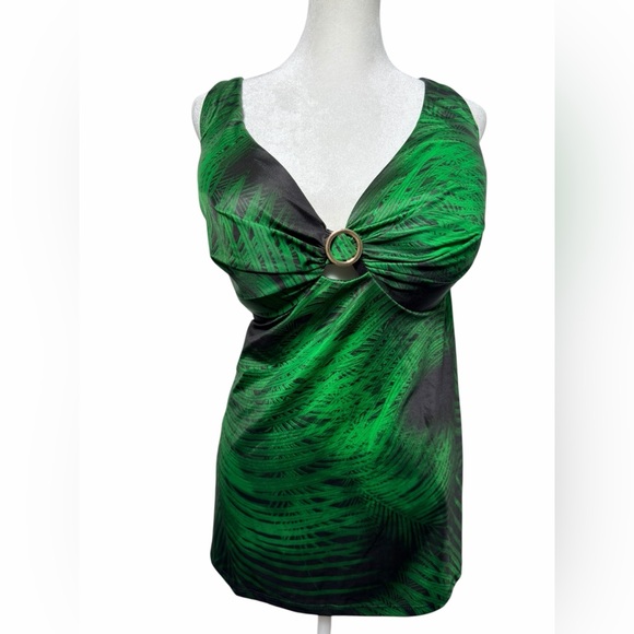 Swim by Cacique Underwire Plunge Relaxed Swim Tankini Top 42DD - Picture 5 of 8